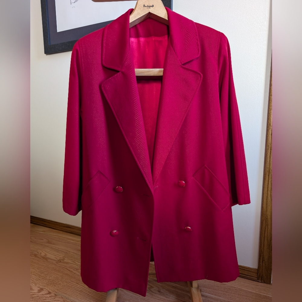 Vintage Red Wool Blazer 80s